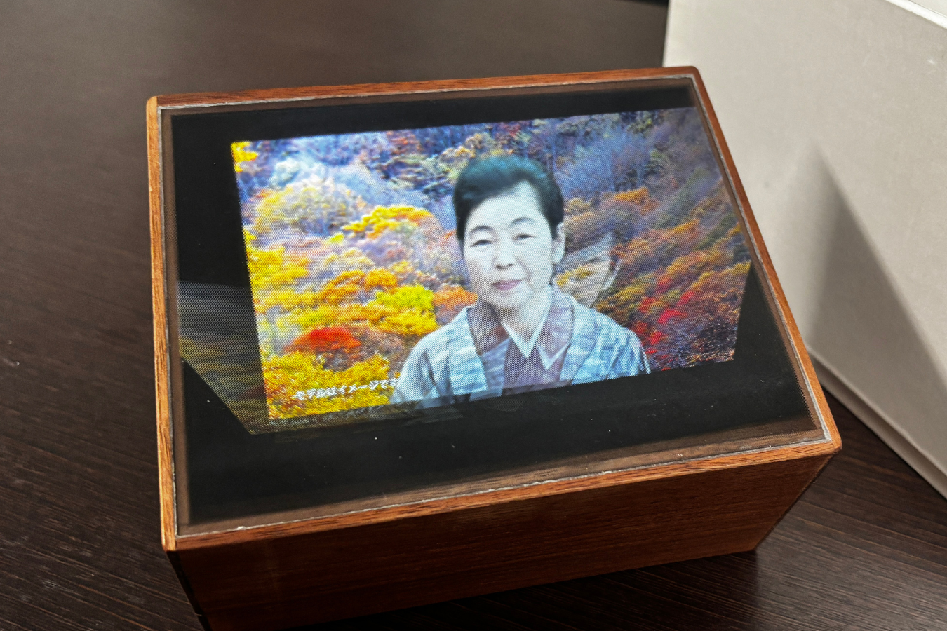 「Omokage MINI」空中に浮かび上がる写真の様子